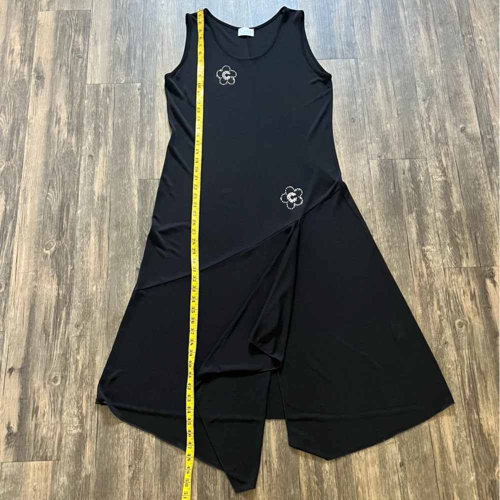 Carlton Sleeveless Black Fit & Flare Maxi Round Neck Slit Evening Gown Dress 12 - Picture 16 of 16